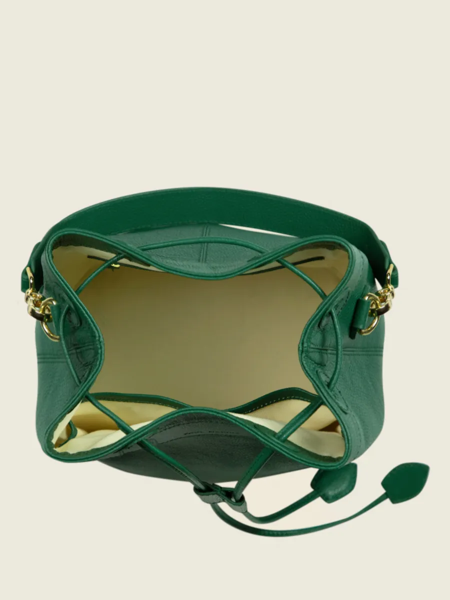 Green Leather Bucket Bag for Women - Capucine Azur Imperial Green | PAUL MARIUS