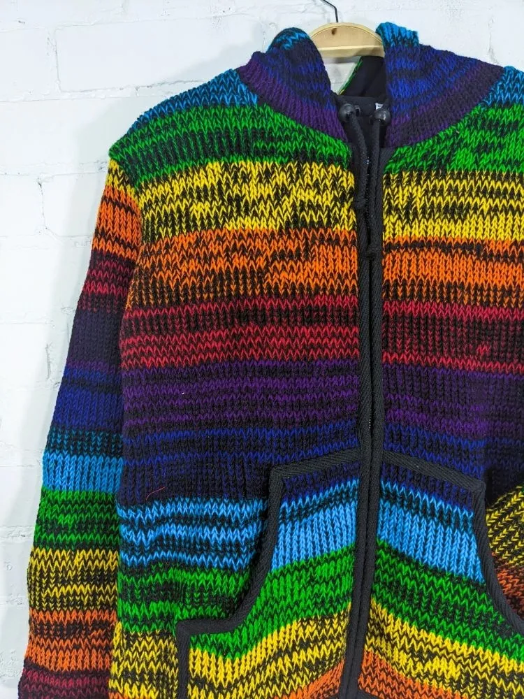 Gringo Rainbow Space Knit Lined Hooded Jacket: M-L