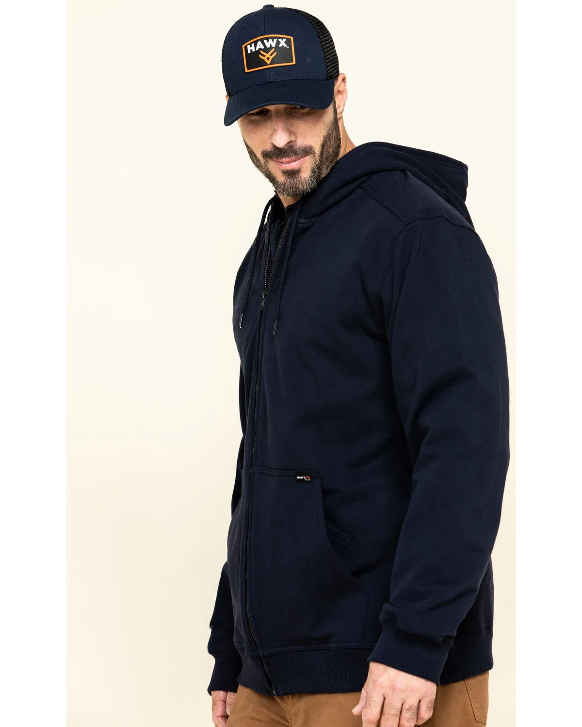 Hawx Men's FR Zip Up Fleece Hooded Work Hoodie