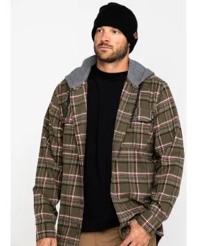 Hawx Men's Olive Mission Plaid Hooded Long Sleeve Work Shirt Jacket