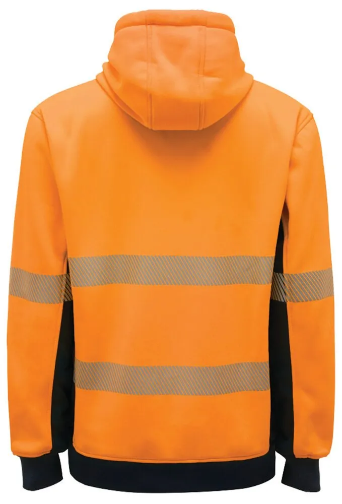 King Gee K55054 9352795686329 Pullover Hoodie - Fleece - Hi-Vis Reflective - Orange/Navy - XS