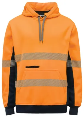 King Gee K55054 9352795686329 Pullover Hoodie - Fleece - Hi-Vis Reflective - Orange/Navy - XS