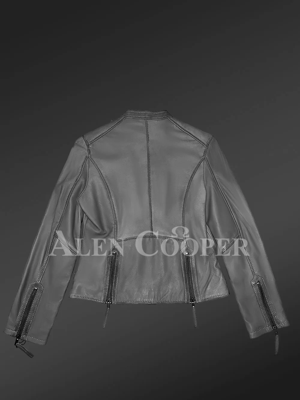 Lamb leather biker jacket with zip features and back vent