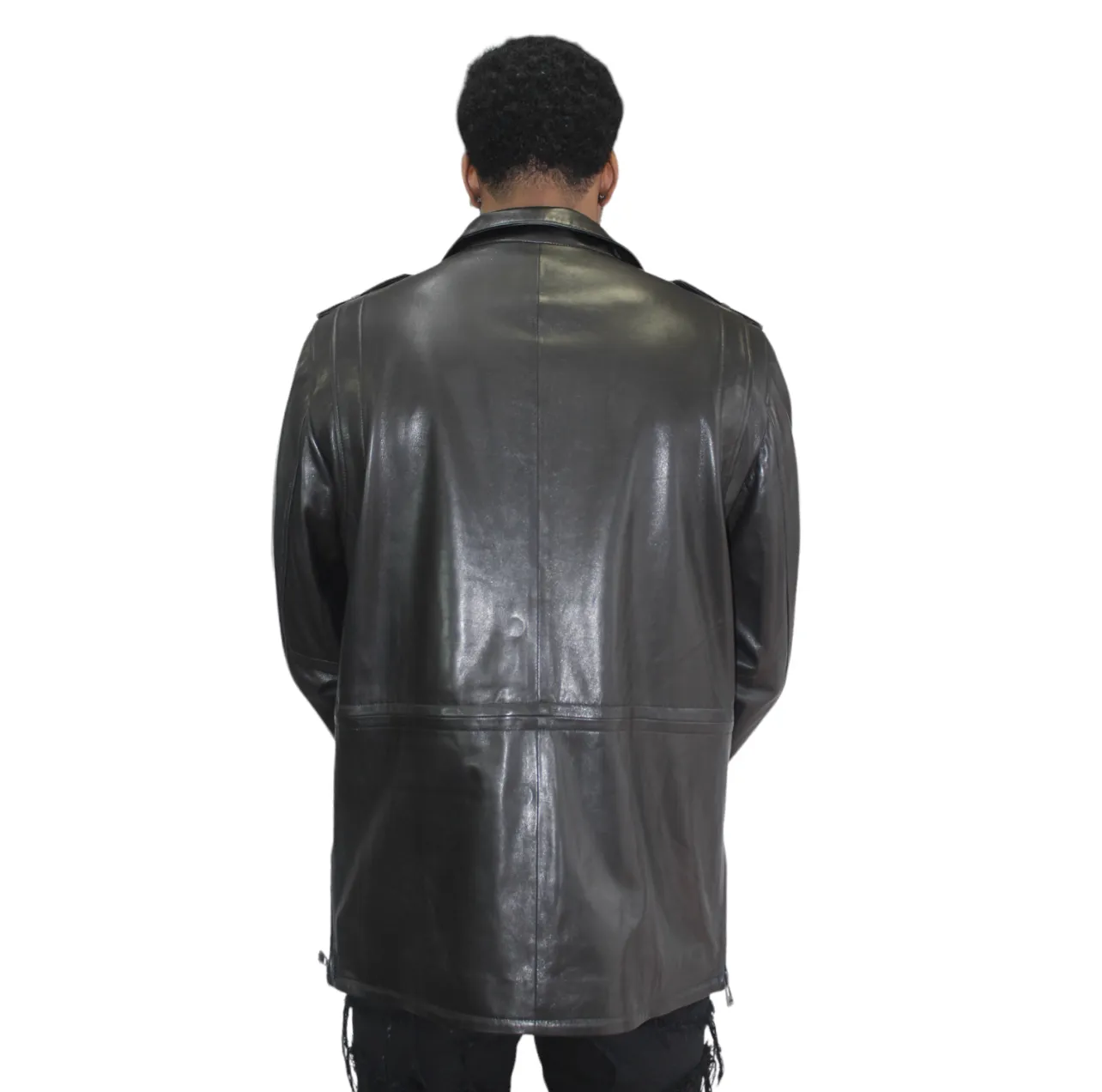 Leather Jacket with Double Chest Pocket & Collar - Daniel's Leather