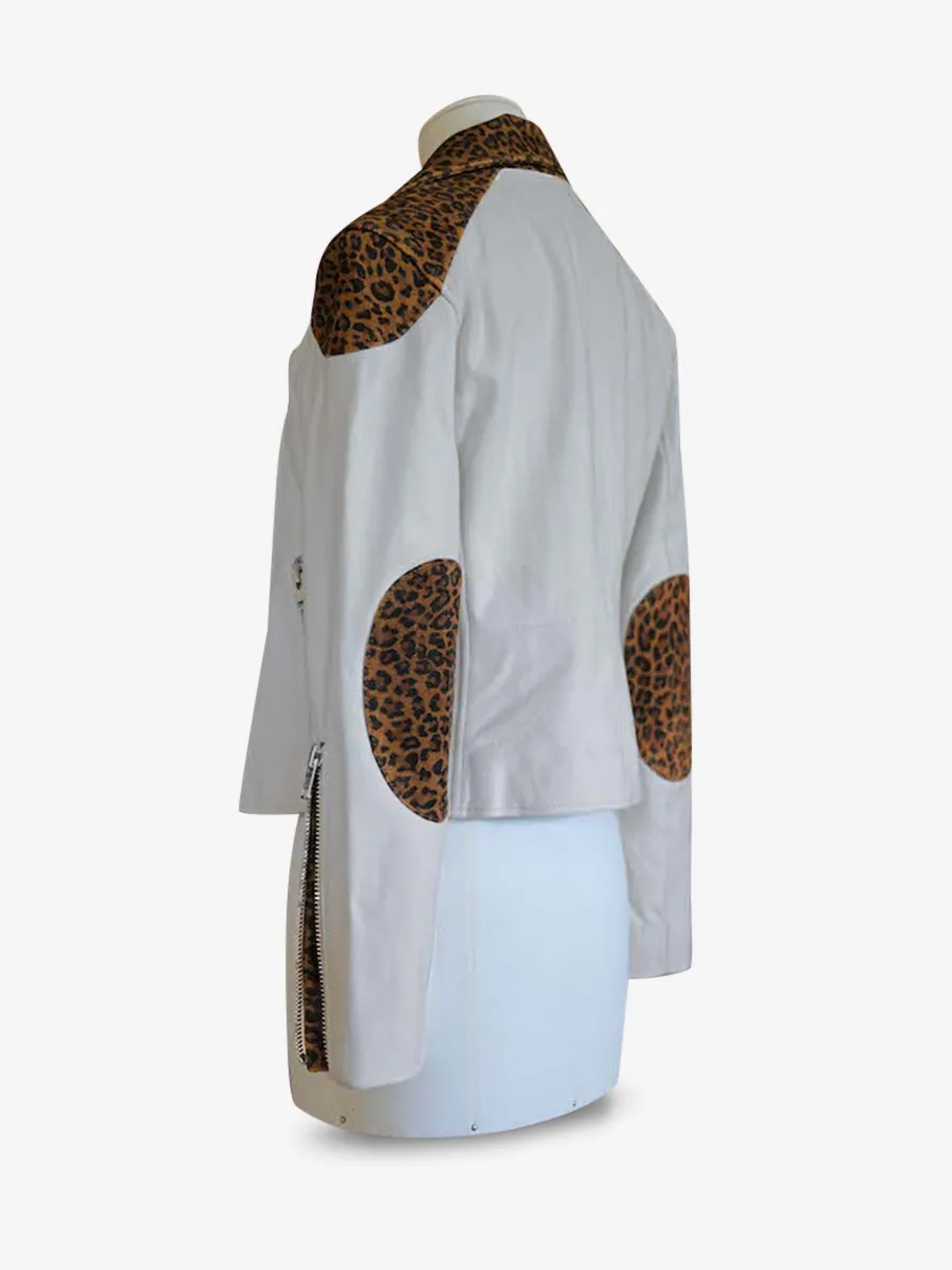 leather women jacket perfecto Leopard,Beige - LePerfecto Leopard Light Brown Chalk | PAUL MARIUS