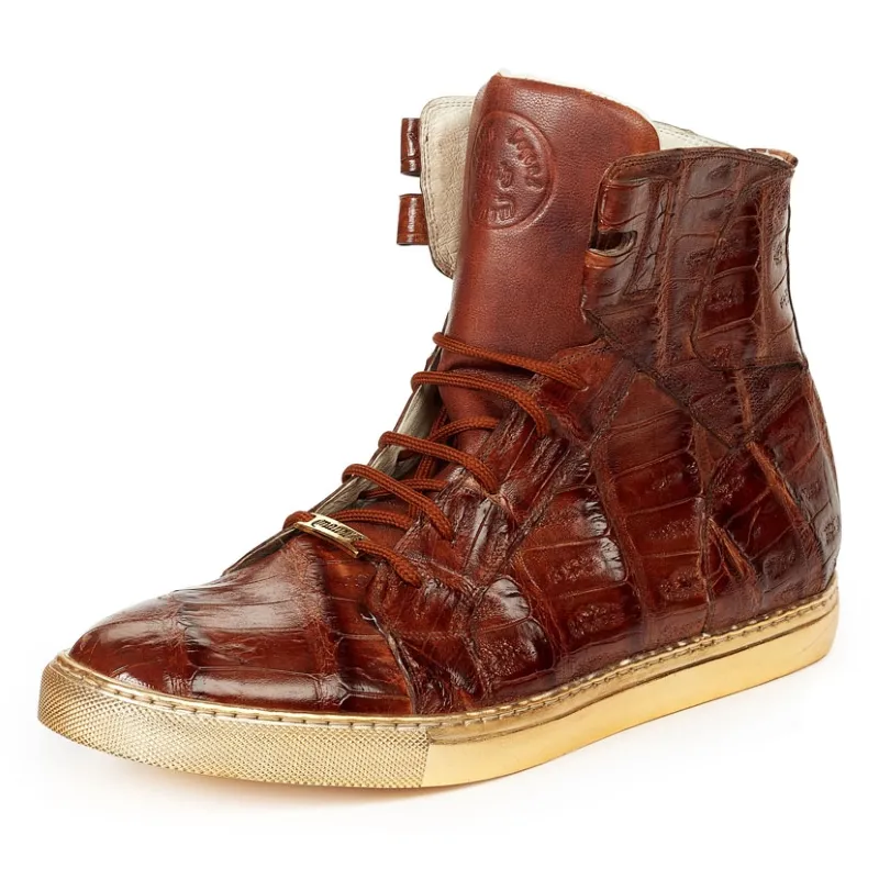 Mauri 6129 Golden Boy Baby Crocodile Hi Top Sneakers Brandy (Special Order)