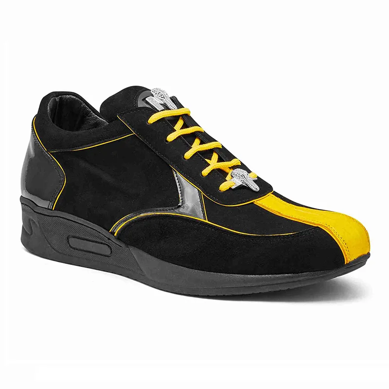 Mauri M791 Baby Crocodile / Suede / Patent Sneakers Yellow / Black (Special Order)