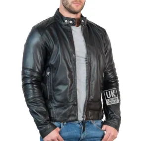 Mens Black Leather Jacket - Epoch | Free UK Delivery