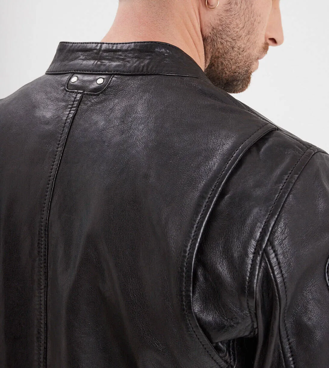 Men's black/black motorcycle style leather jacket \102553\