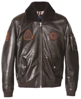 Men's dark brown redskins blower pilot style leather jacket