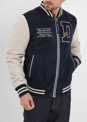 Men's navy teddy daytona taylor style leather jacket