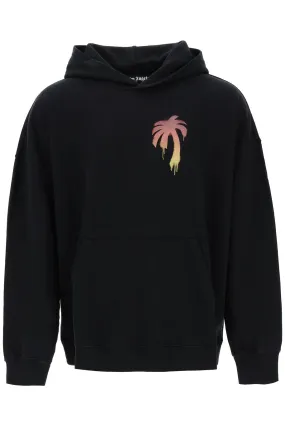 Men's Paint-Print Cotton Hoodie with Logo Detail by Palm Angels