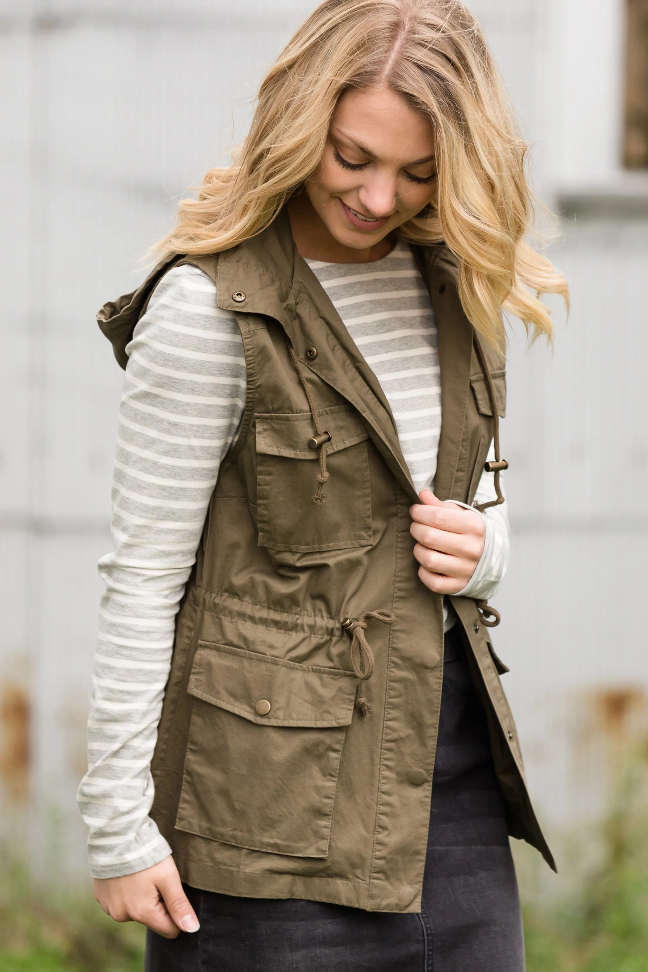 Military Style Hooded Cargo Vest - FINAL SALE