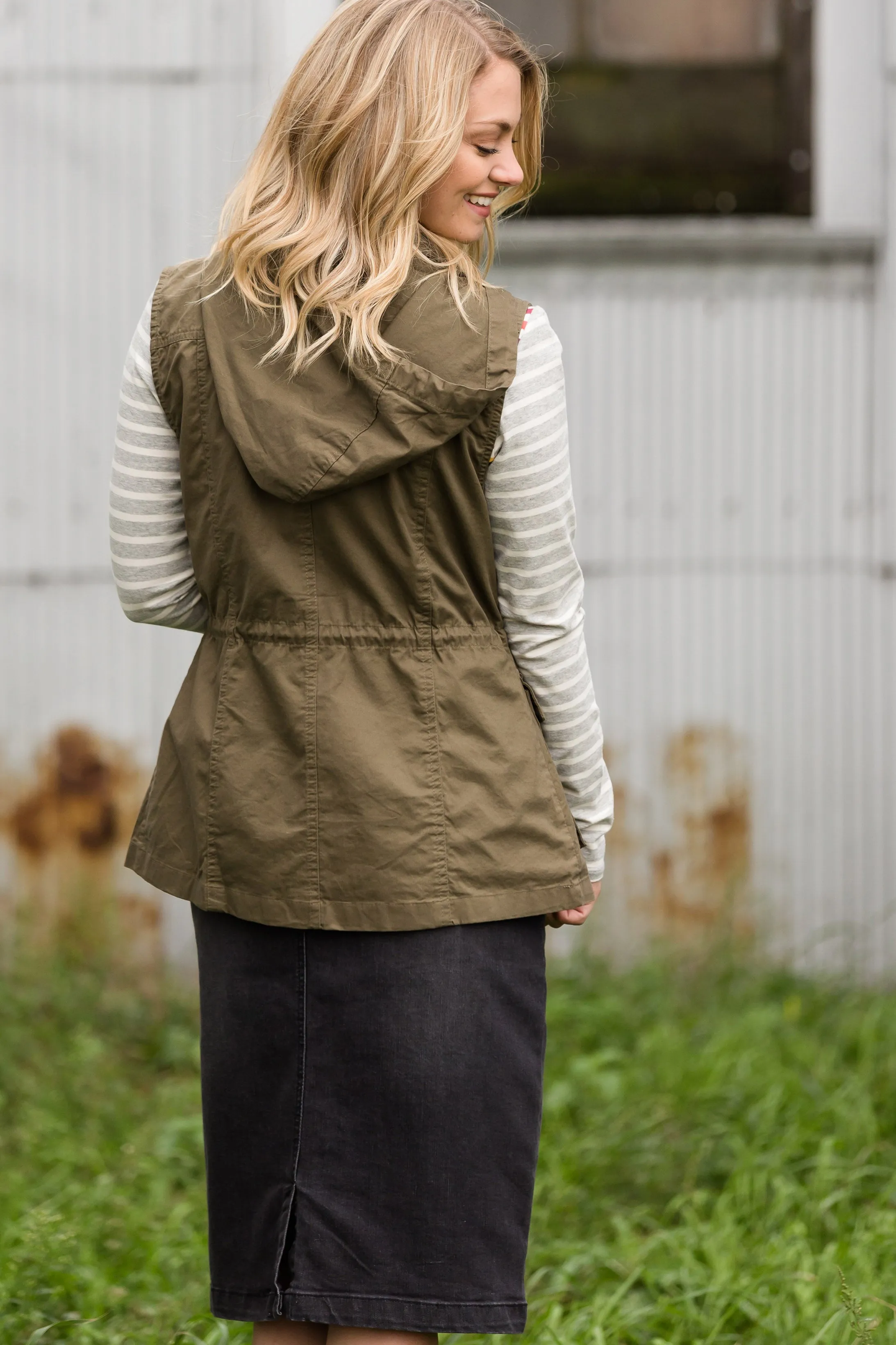 Military Style Hooded Cargo Vest - FINAL SALE