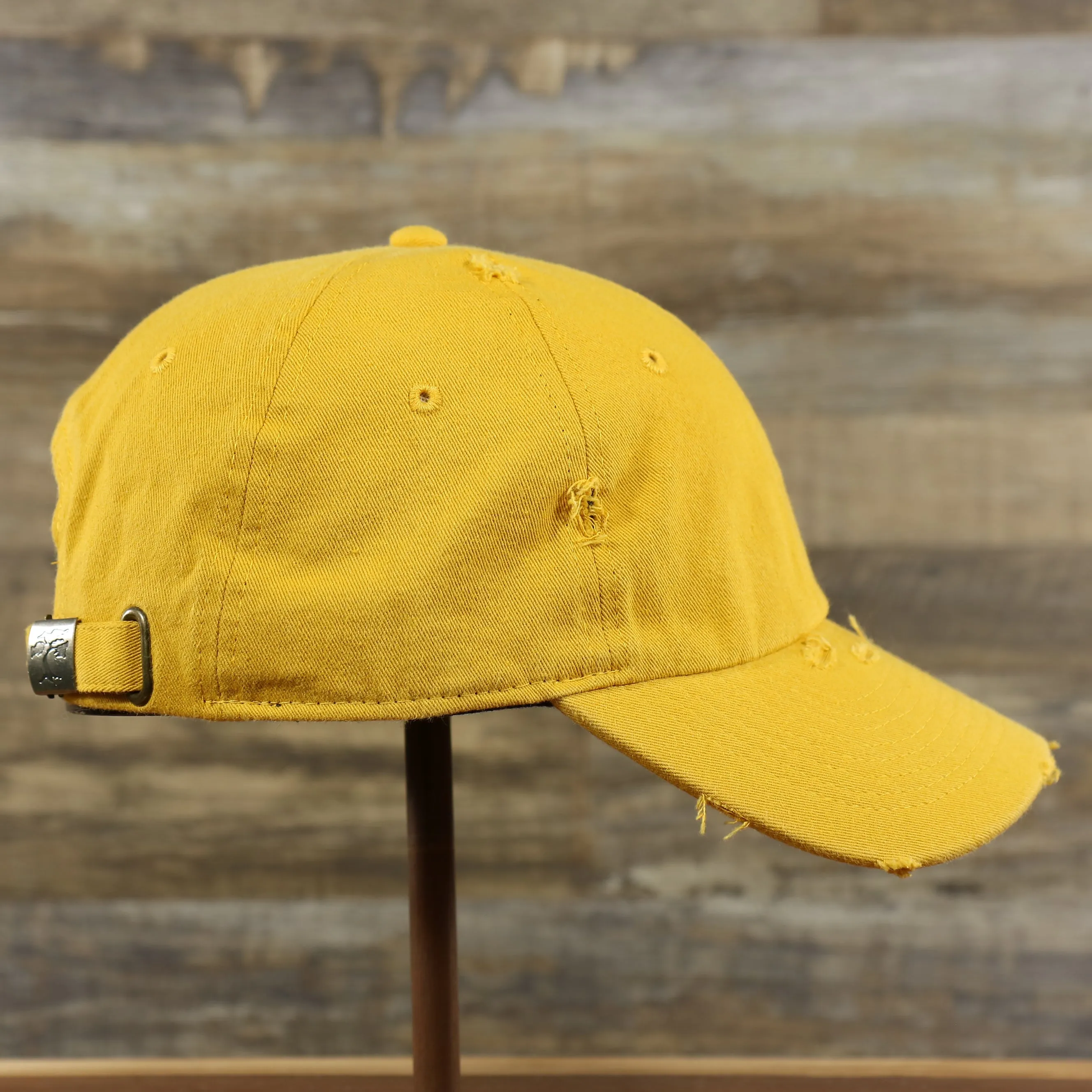 Mustard Yellow Flat Brim Distressed Blank Baseball Hat | Yellow Dad Hat