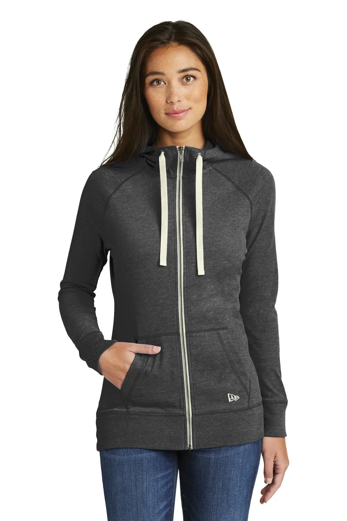 New Era Women's Sueded Cotton Blend Full-Zip Hoodie. LNEA122