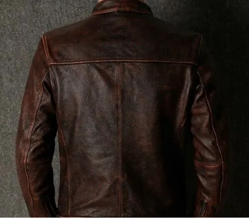 New Men's British A-flyer Dark Brown Cafe Racer Leather Jacket