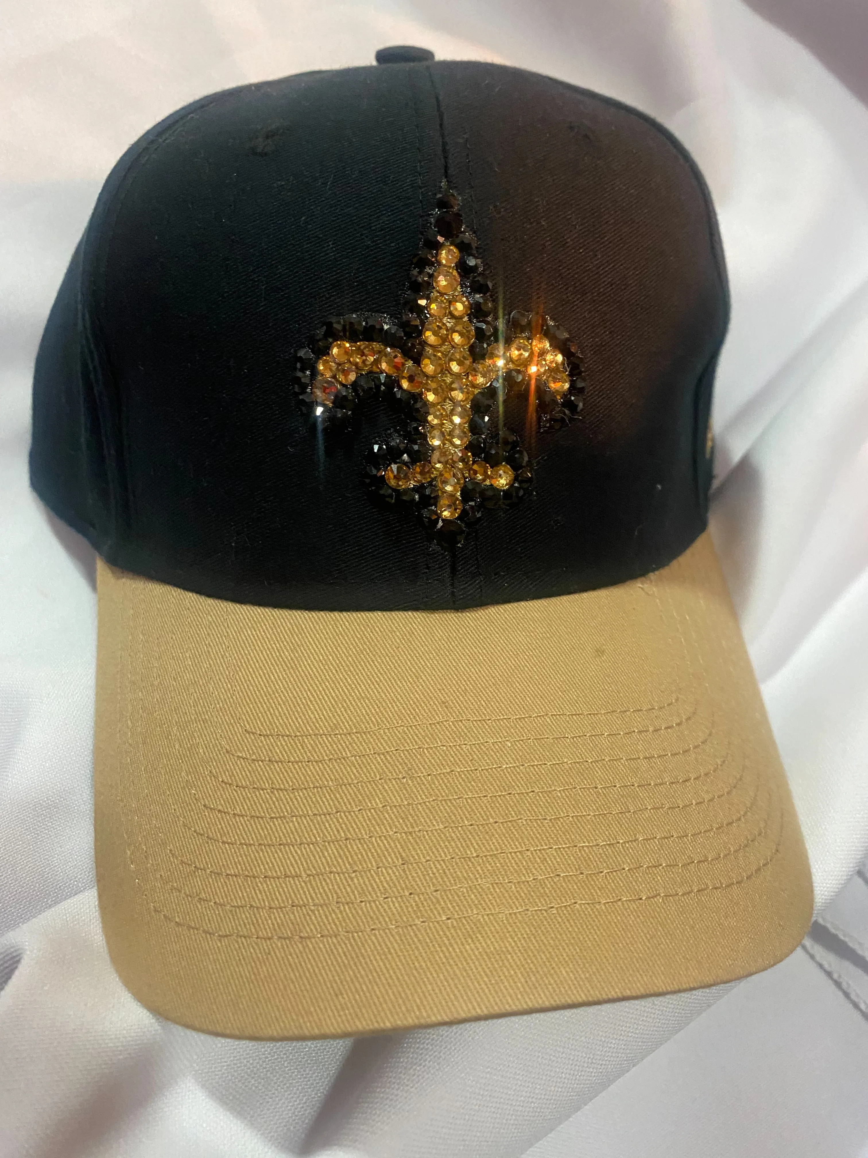 New Orleans Saints NFL Reebok Bedazzled Adjustable Hat Black/Old Gold