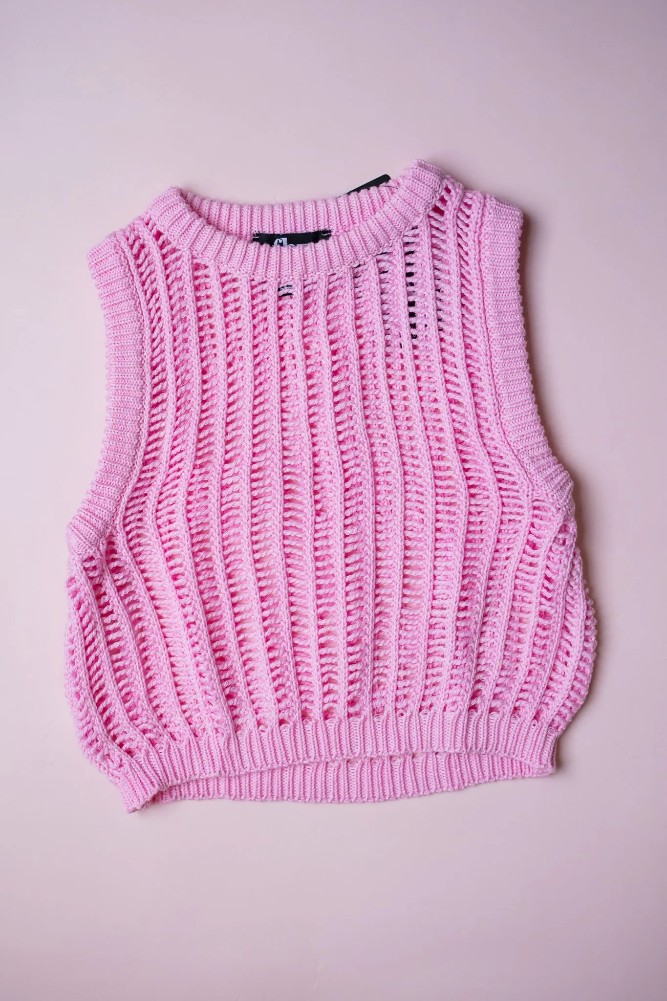 Open Knit Vest | Pink