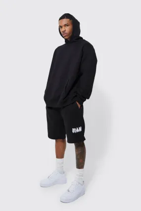 Oversized Man Split Hem Short Hooded Tracksuit | boohooMAN UK