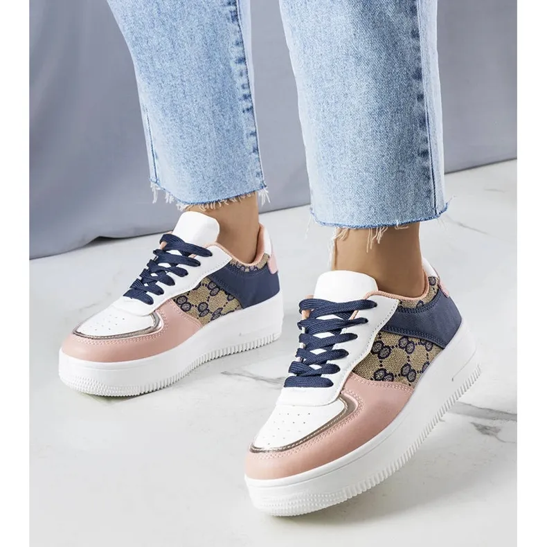 Pink and navy blue women's sneakers from Luzia