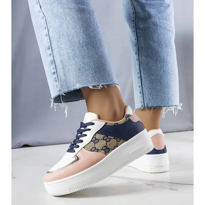 Pink and navy blue women's sneakers from Luzia