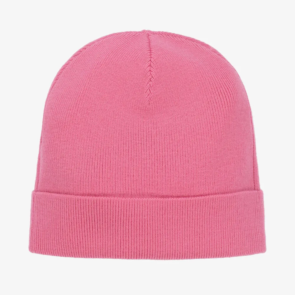 Pink Merino Wool Knitted Beanie Hat