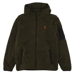 Polo Ralph Lauren Hooded Curly Sherpa Fleece Company Olive