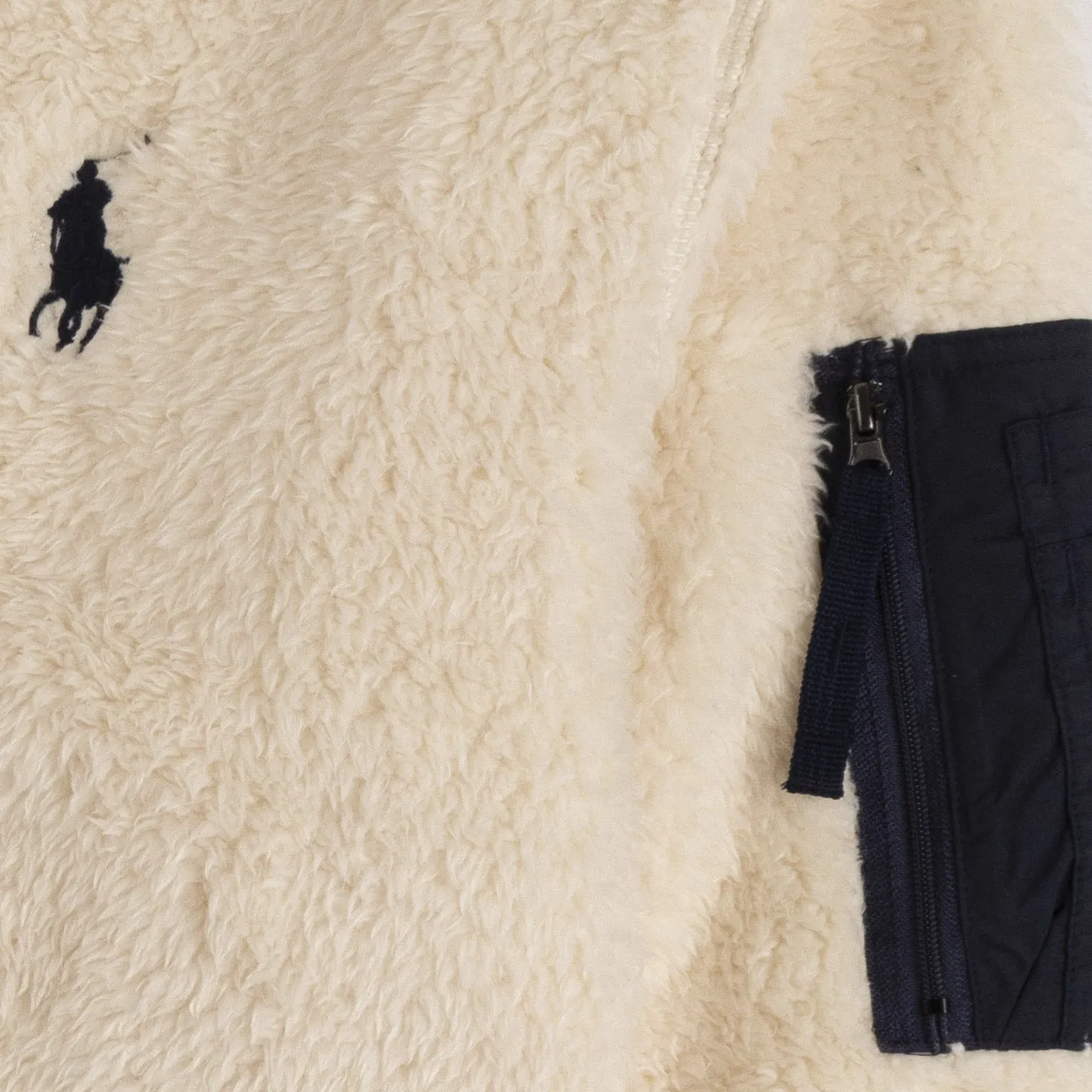 Polo Ralph Lauren Hooded Curly Sherpa Fleece Winter Cream