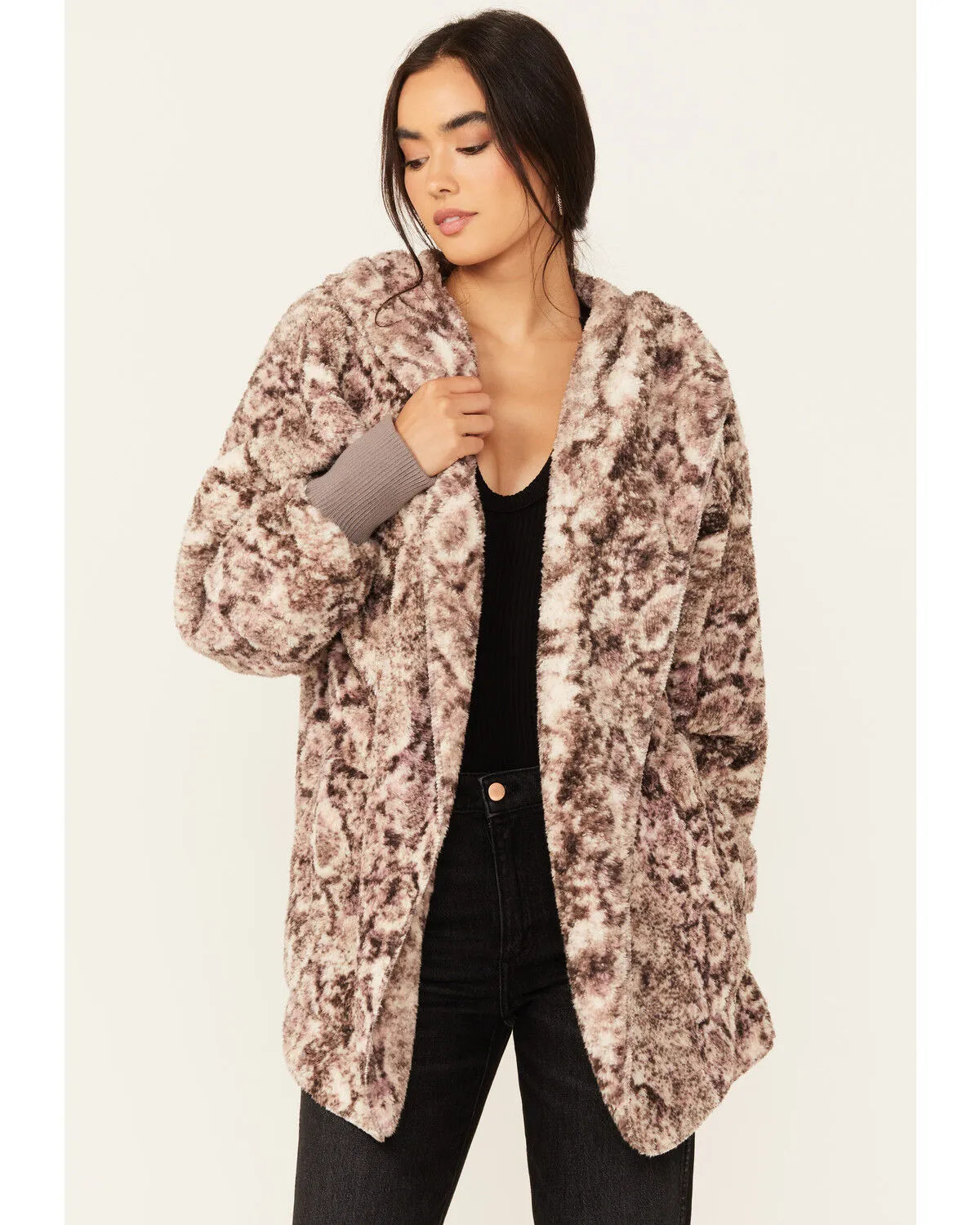 Product Name:  Mystree Women's Paisley Print Fur Hooded Jacket