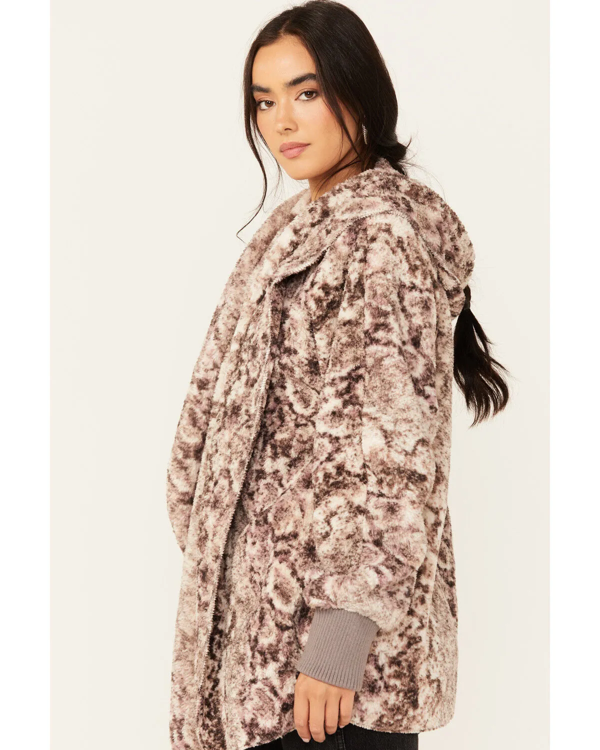 Product Name:  Mystree Women's Paisley Print Fur Hooded Jacket