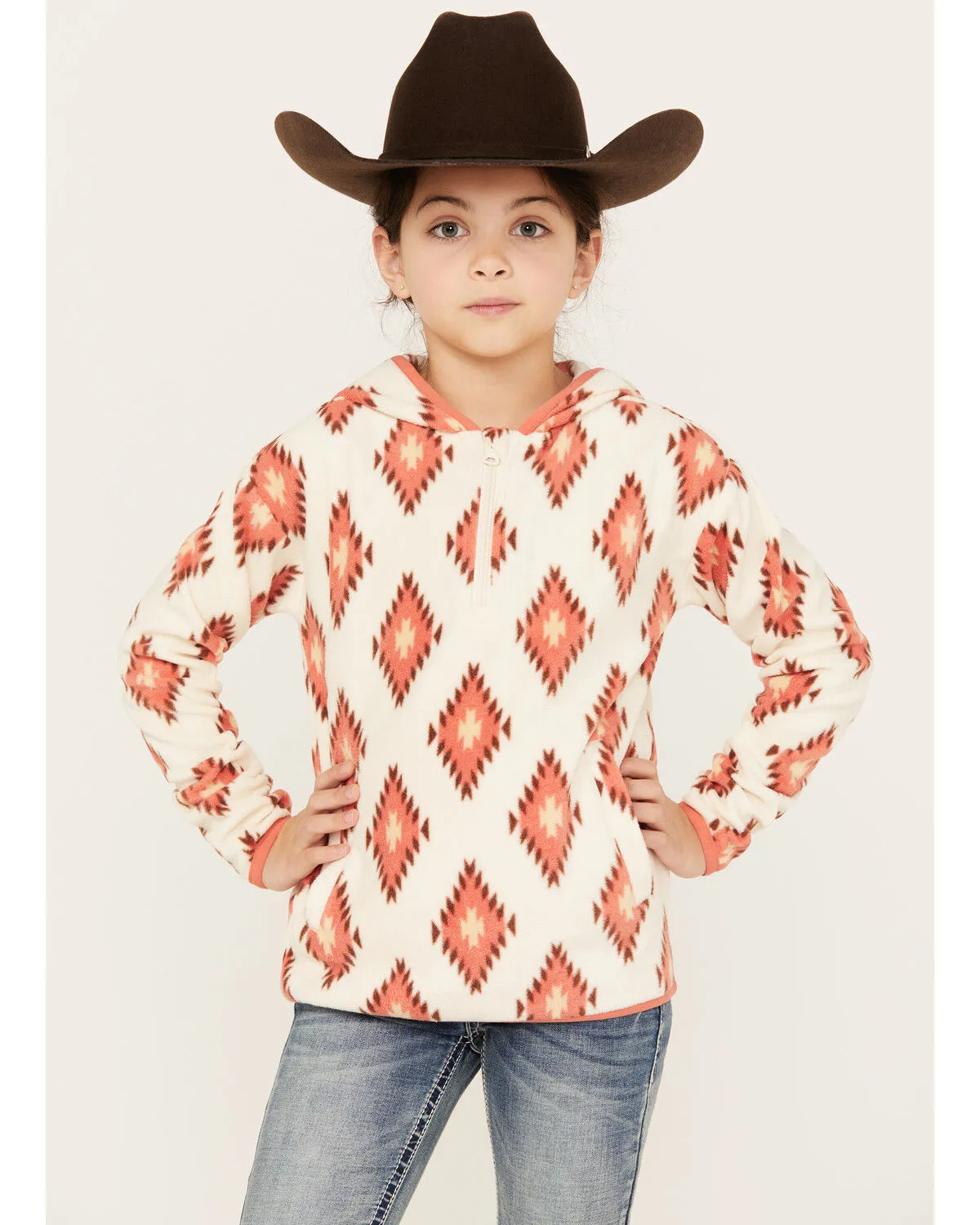 Product Name:  Shyanne Girls' Southwestern Printed Polar Fleece Hooded Pullover