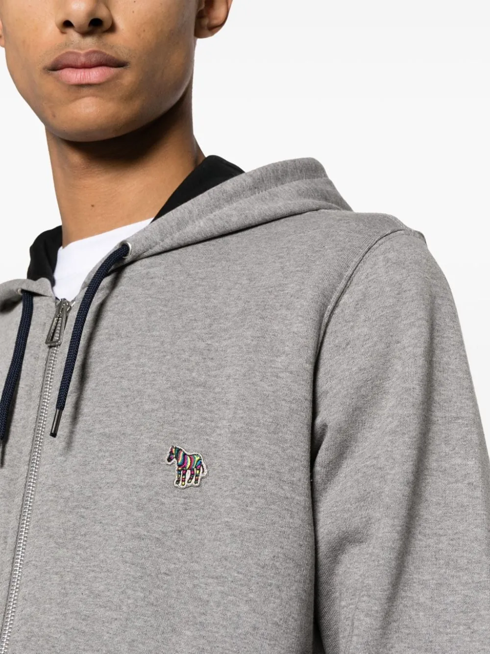 Ps By Paul Smith    Ps By Paul Smith Zebra Logo Cotton Zip Up Hoodie