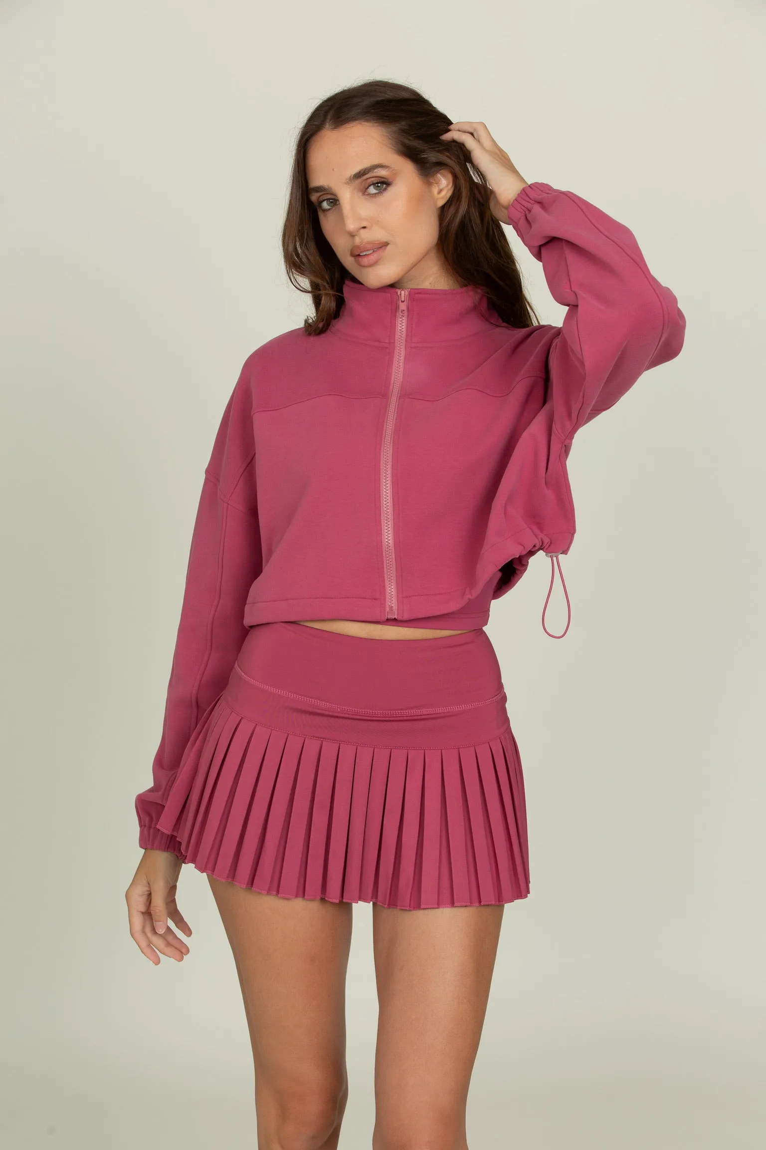 Raspberry Pleated Tennis Skirt