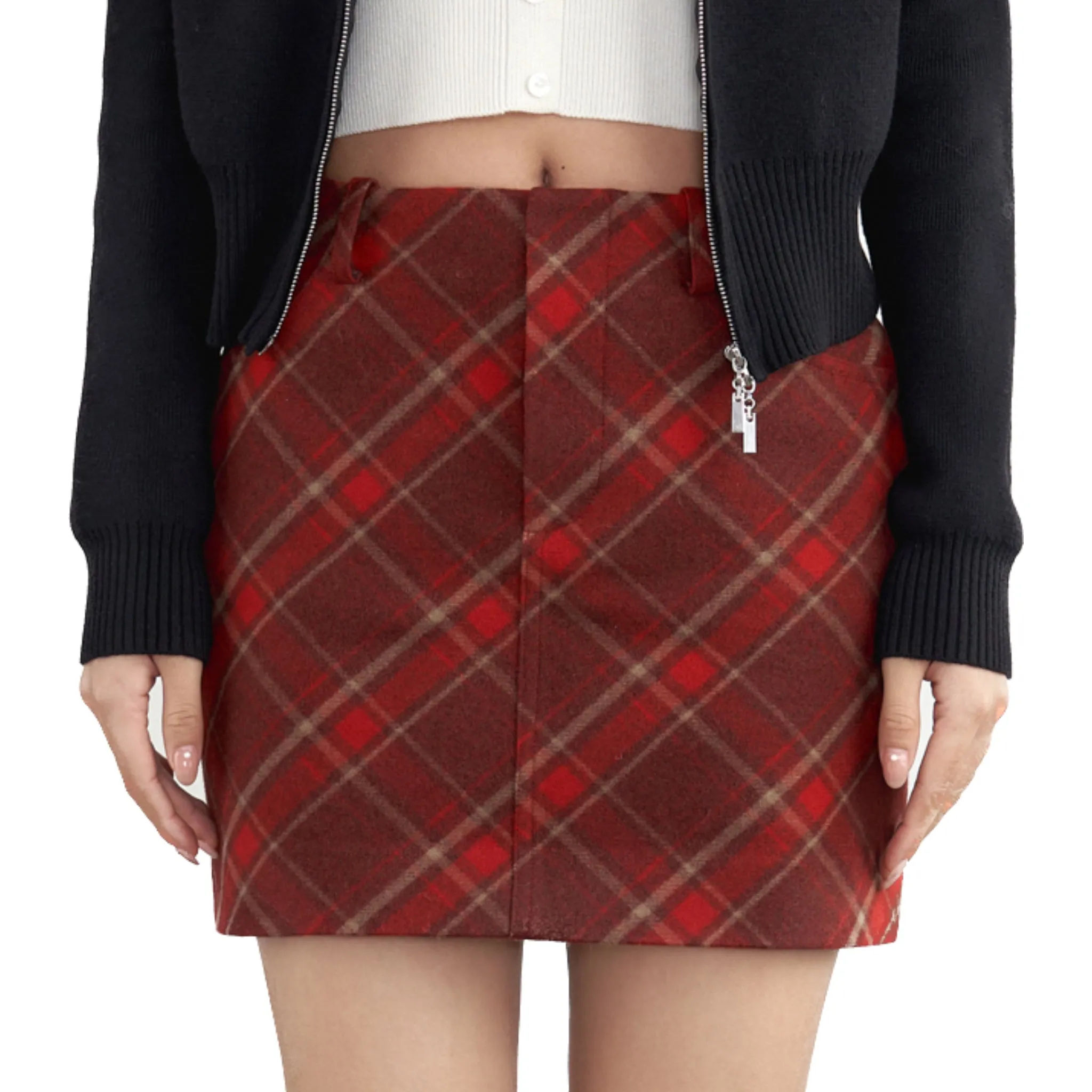 Red Checkered Skirt-