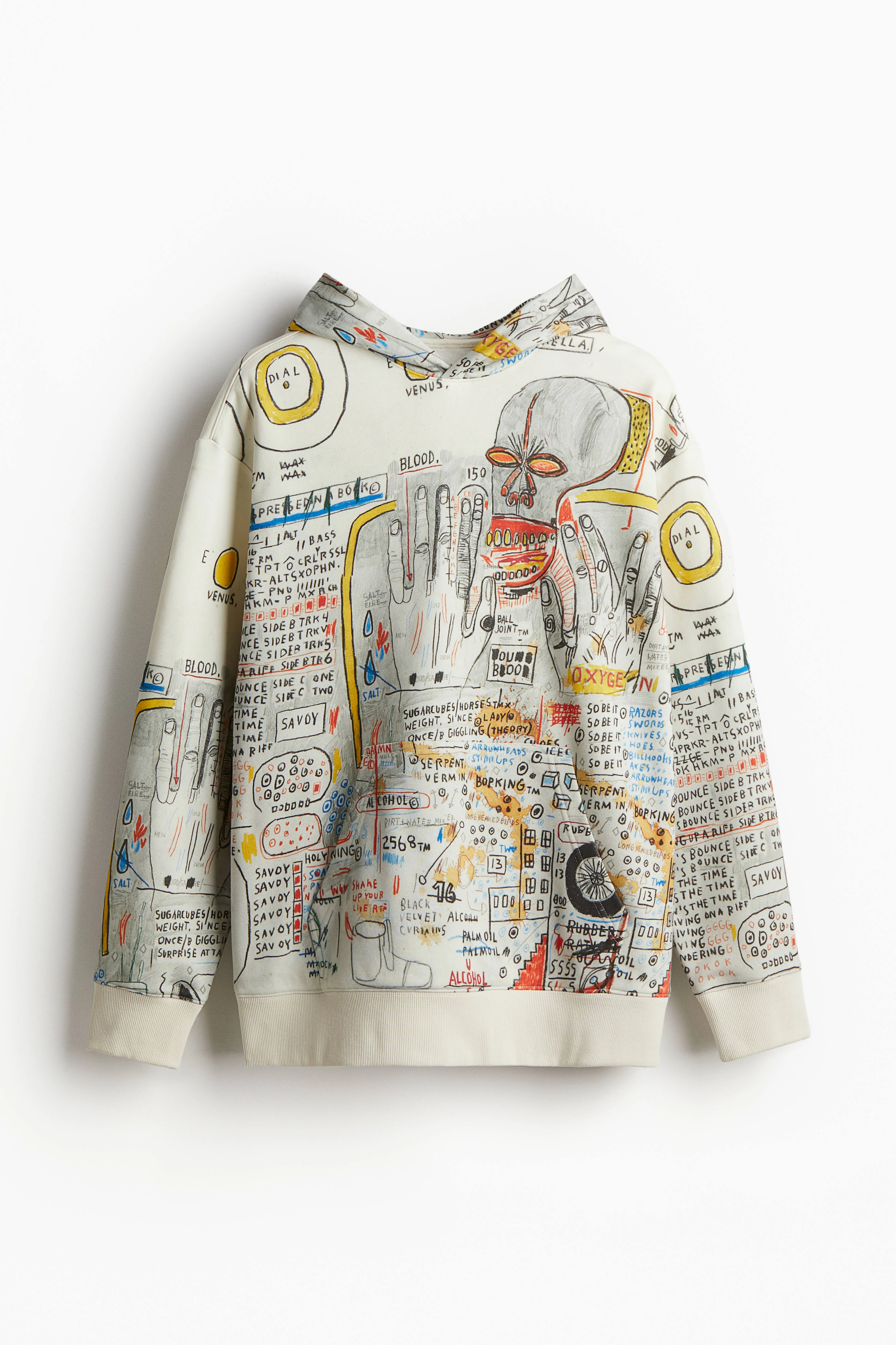 Relaxed Fit Cotton hoodie - Long sleeve - Regular length - White/Basquiat - Men | H&M GB