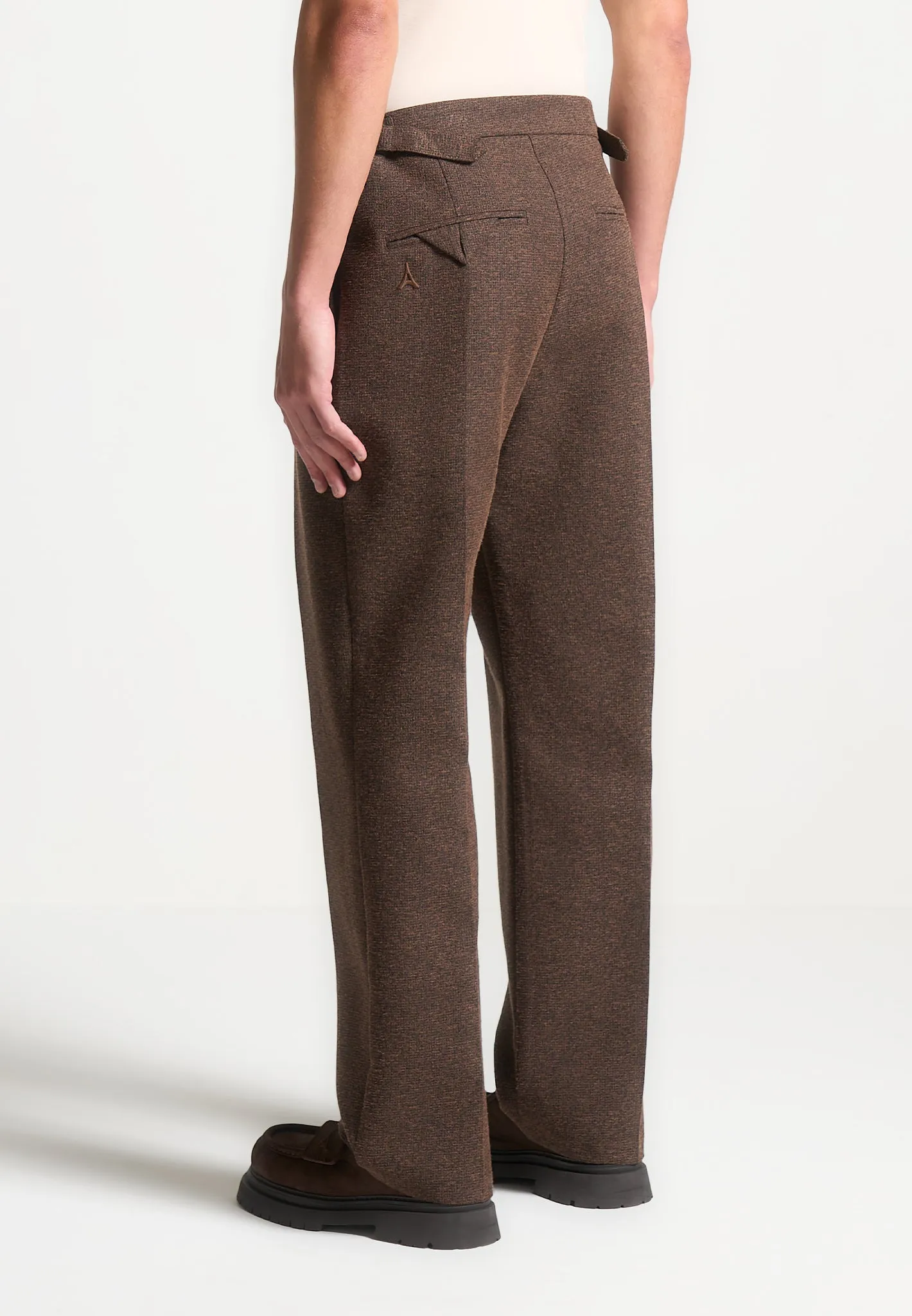 Relaxed Fit Melange Twin Pleat Tailored Trousers - Brown