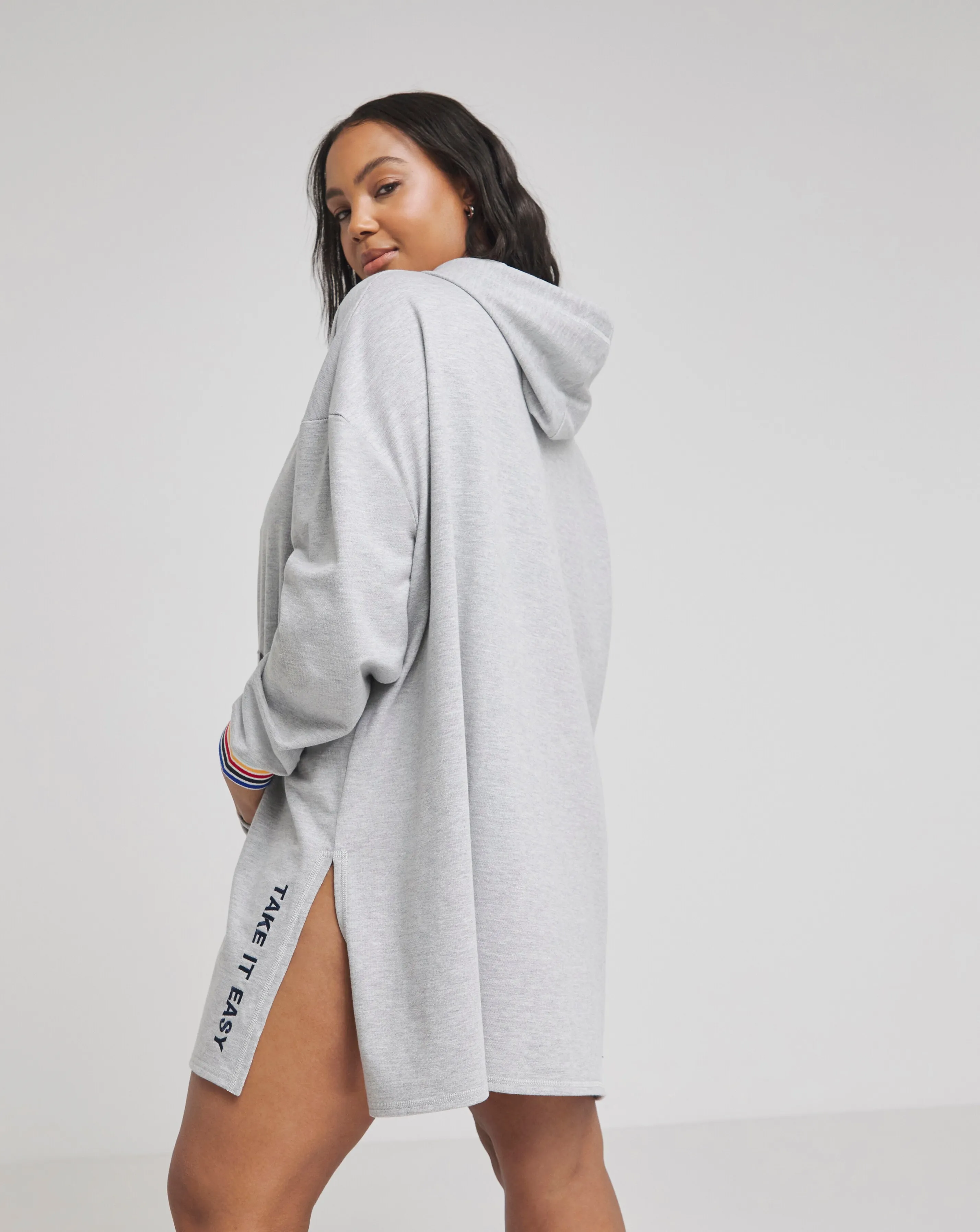 Retro Love Oversized Hooded Lounge Dress | Simply Be