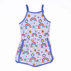 Retro Rainbow Bamboo Spaghetti Strap Romper