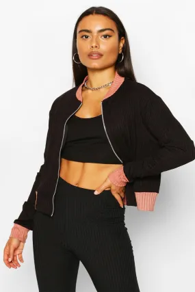 Rib Contrast Panel Bomber