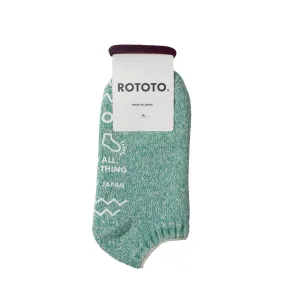 Rototo Recycled Cotton Pile Slipper Socks Ivory / Light Green