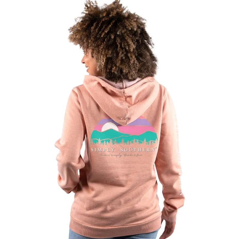 SALE Simply Southern Sunset Mountains Pullover Hoodie Long Sleeve T-Shirt