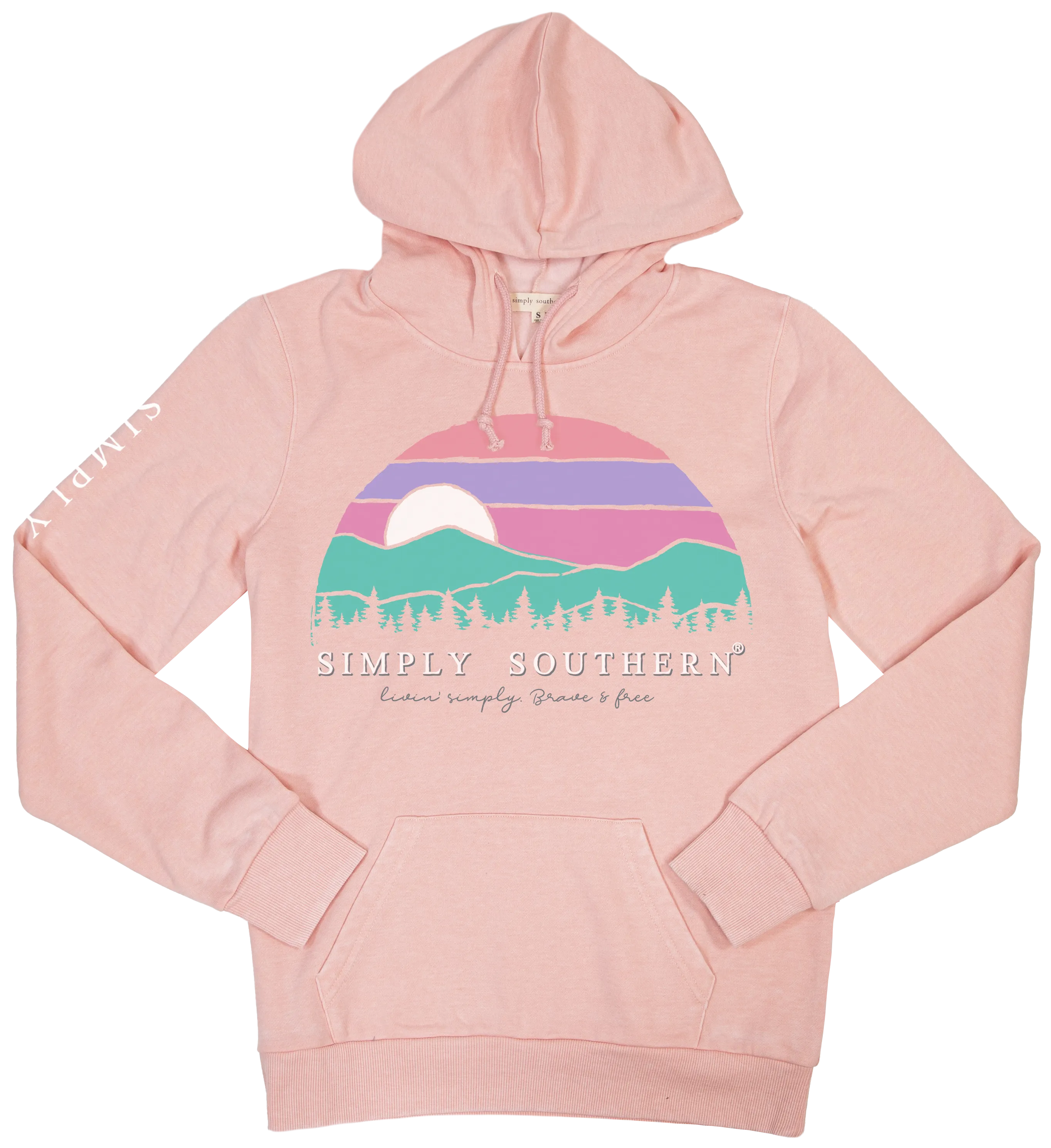 SALE Simply Southern Sunset Mountains Pullover Hoodie Long Sleeve T-Shirt