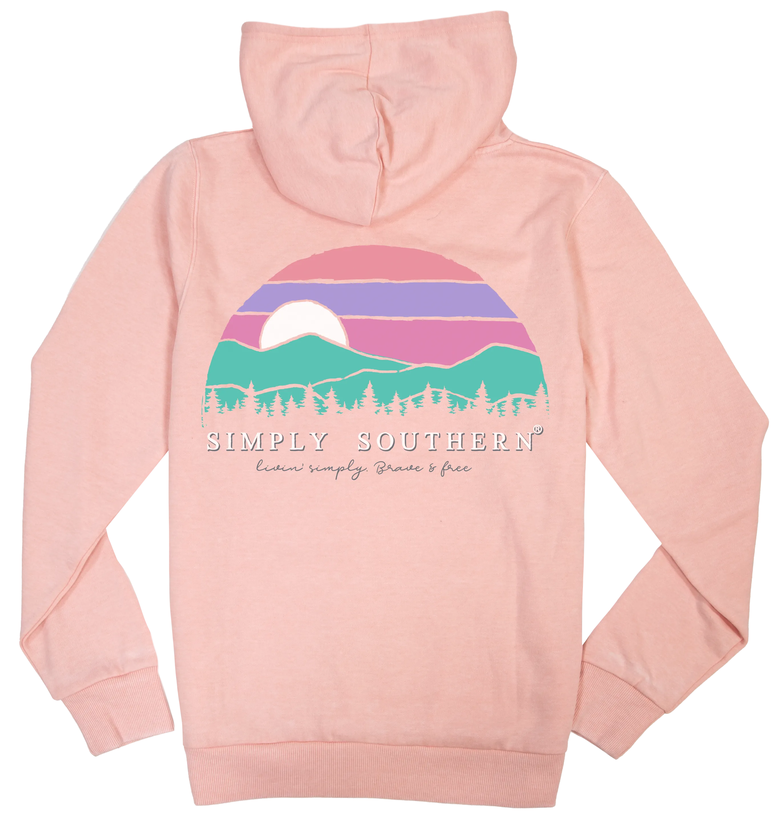 SALE Simply Southern Sunset Mountains Pullover Hoodie Long Sleeve T-Shirt