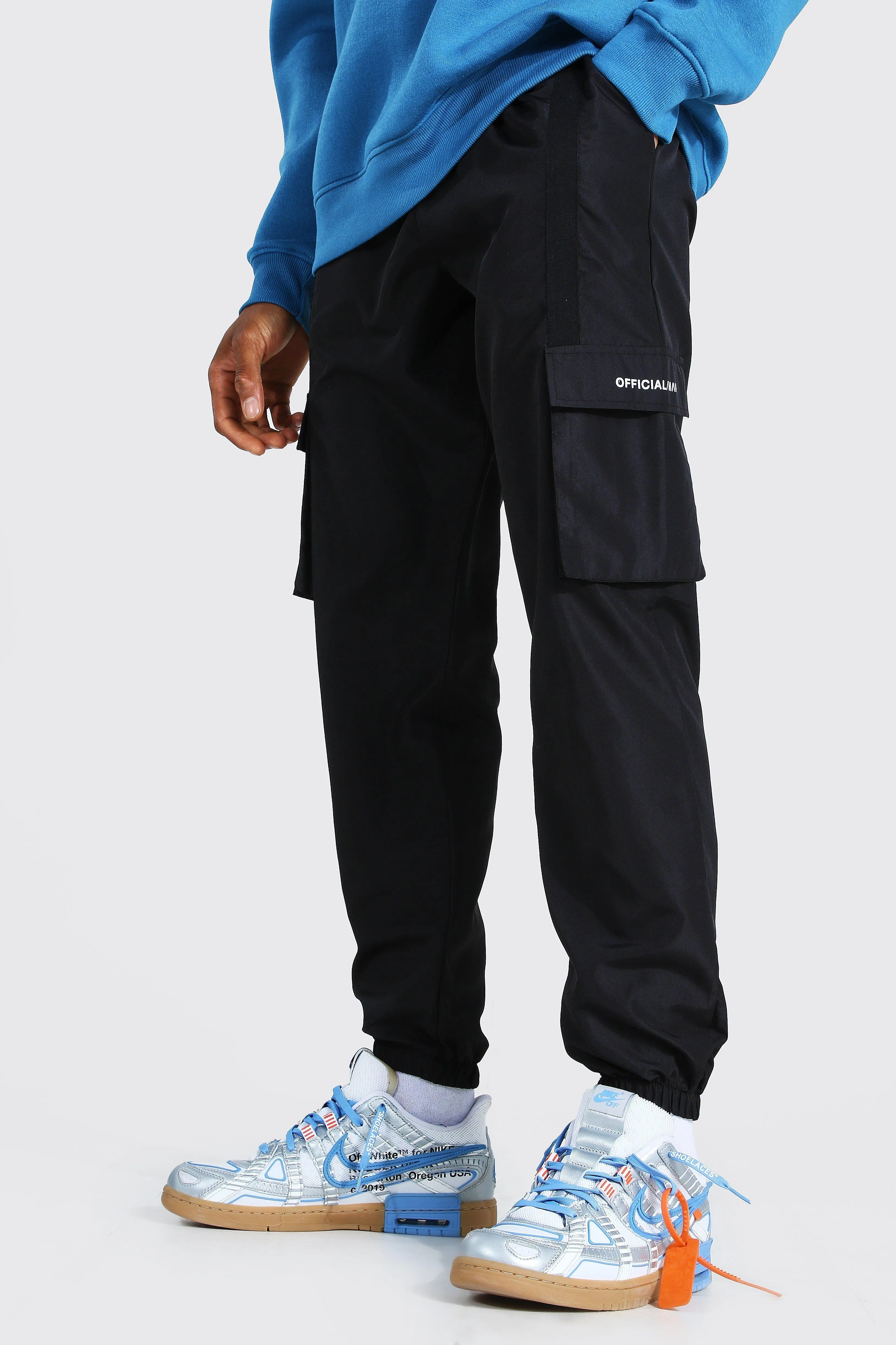 Shell 3d Cargo Joggers With Strap Detail | boohooMAN UK