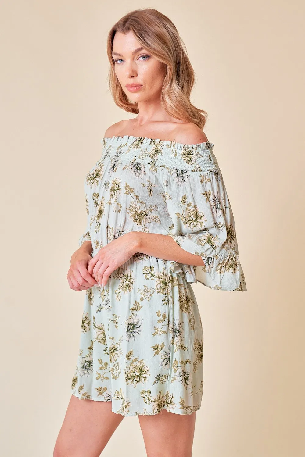 Short Floral Off Shoulder Romper