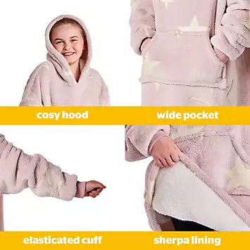 Silentnight Kids Snugsie Oversized Glow in the Dark Fleece Hoodie | Grattan