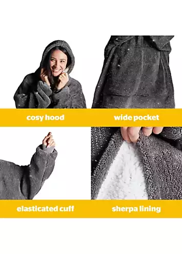 Silentnight Snugsie Oversized Charcoal Glitter Fleece Hoodie | Kaleidoscope