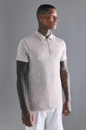 Slim Fit Jacquard Polo | boohooMAN UK