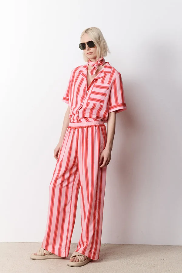 Stella Forest VALERA PINK & RED LOOSE STRIPED TROUSERS